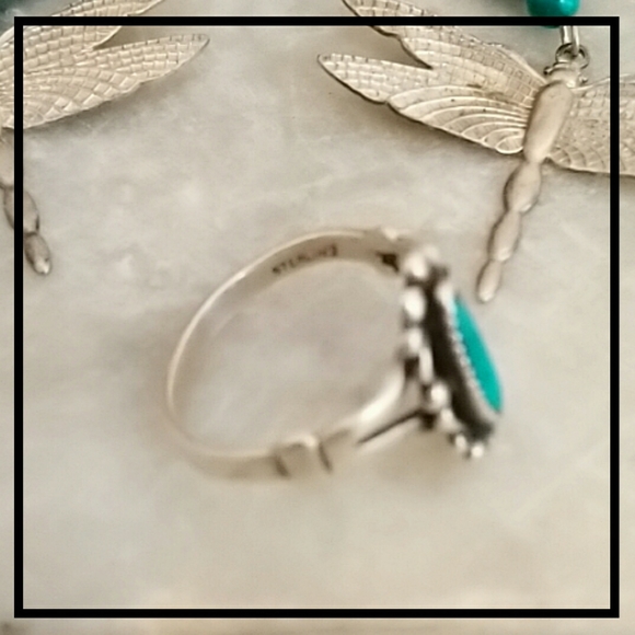 Vintage Navajo Turquoise Sterling Silver Set - Picture 2 of 6